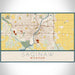 Saginaw Michigan Map Print Landscape Orientation in Woodblock Style With Shaded Background