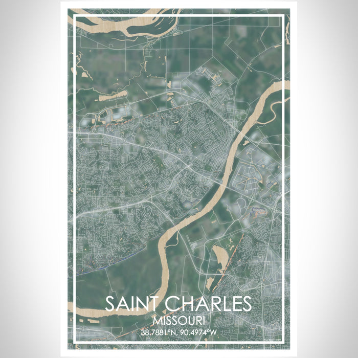 Saint Charles Missouri Map Print Portrait Orientation in Afternoon Style With Shaded Background