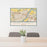 24x36 Saint Charles Missouri Map Print Landscape Orientation in Woodblock Style Behind 2 Chairs Table and Potted Plant