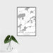16x24 Saint Germain Wisconsin Map Print Portrait Orientation in Classic Style With Tropical Plant Leaves in Water
