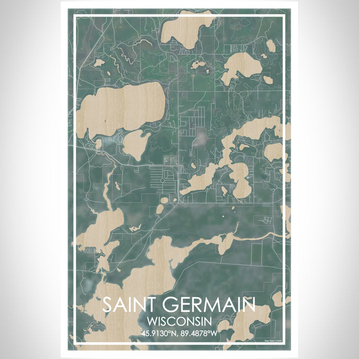 Saint Germain Wisconsin Map Print Portrait Orientation in Afternoon Style With Shaded Background