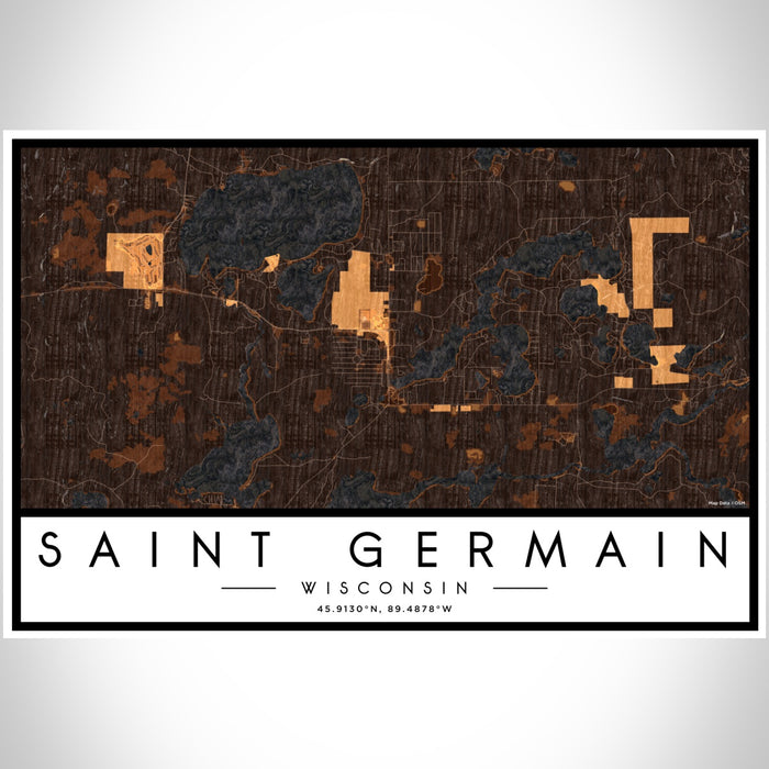 Saint Germain Wisconsin Map Print Landscape Orientation in Ember Style With Shaded Background