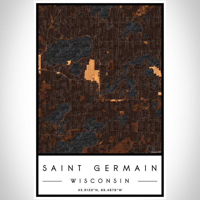 Saint Germain Wisconsin Map Print Portrait Orientation in Ember Style With Shaded Background