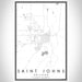 Saint Johns Arizona Map Print Portrait Orientation in Classic Style With Shaded Background