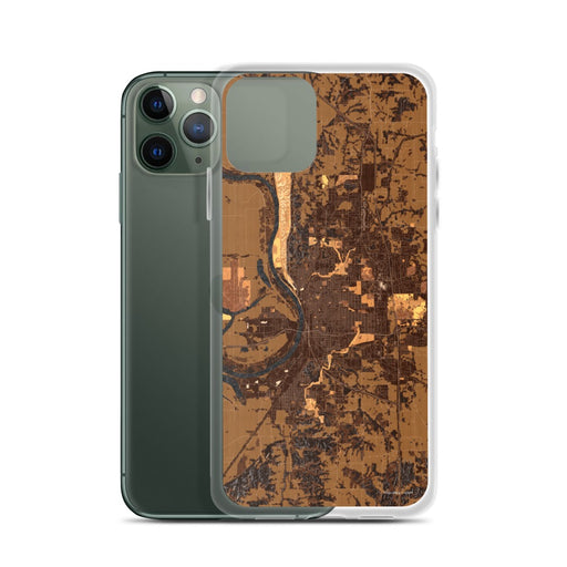 Custom Saint Joseph Missouri Map Phone Case in Ember on Table with Laptop and Plant
