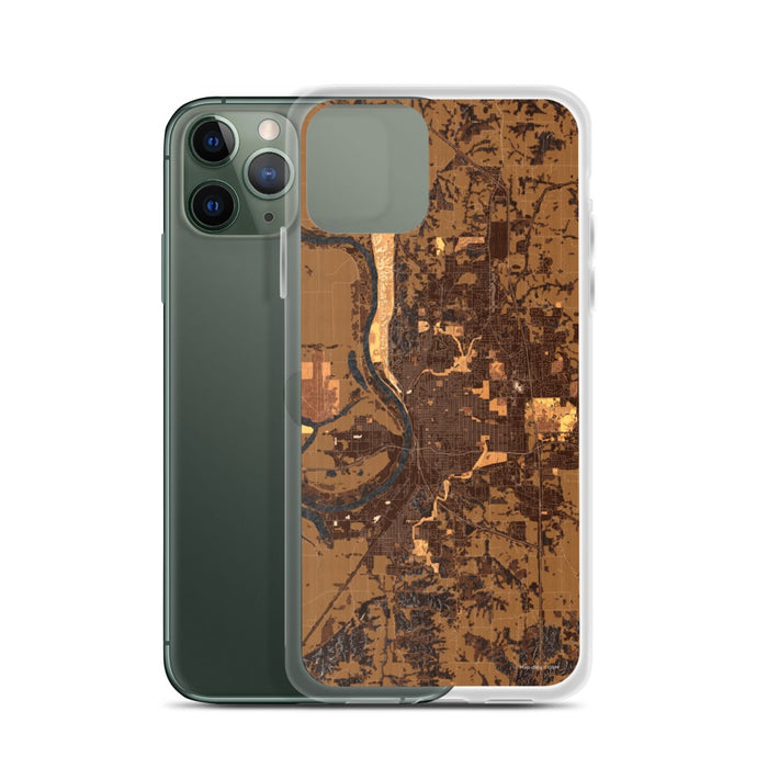 Custom Saint Joseph Missouri Map Phone Case in Ember on Table with Laptop and Plant