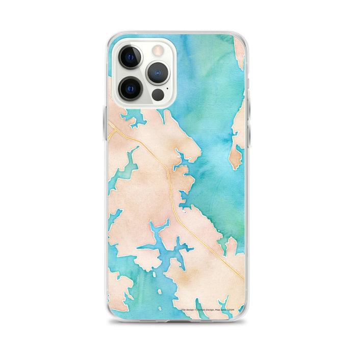 Custom iPhone 12 Pro Max Saint Michaels Maryland Map Phone Case in Watercolor