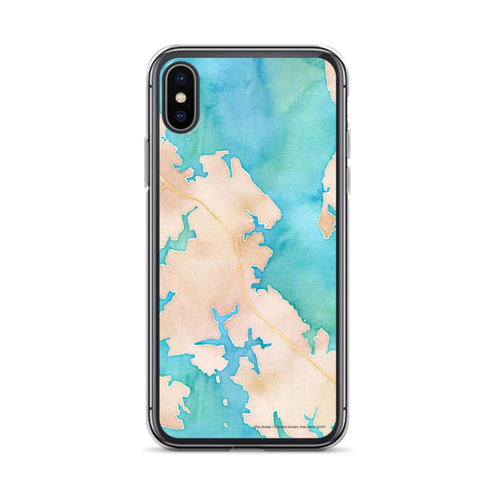 Custom iPhone X/XS Saint Michaels Maryland Map Phone Case in Watercolor