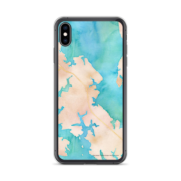 Custom iPhone XS Max Saint Michaels Maryland Map Phone Case in Watercolor