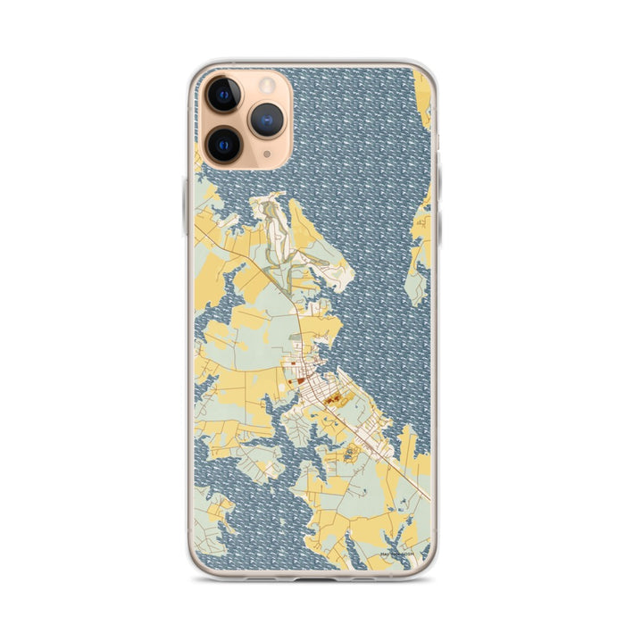 Custom iPhone 11 Pro Max Saint Michaels Maryland Map Phone Case in Woodblock