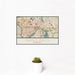 12x18 Saint Paul Minnesota Map Print Landscape Orientation in Woodblock Style With Small Cactus Plant in White Planter