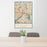 24x36 Saint Paul Minnesota Map Print Portrait Orientation in Woodblock Style Behind 2 Chairs Table and Potted Plant