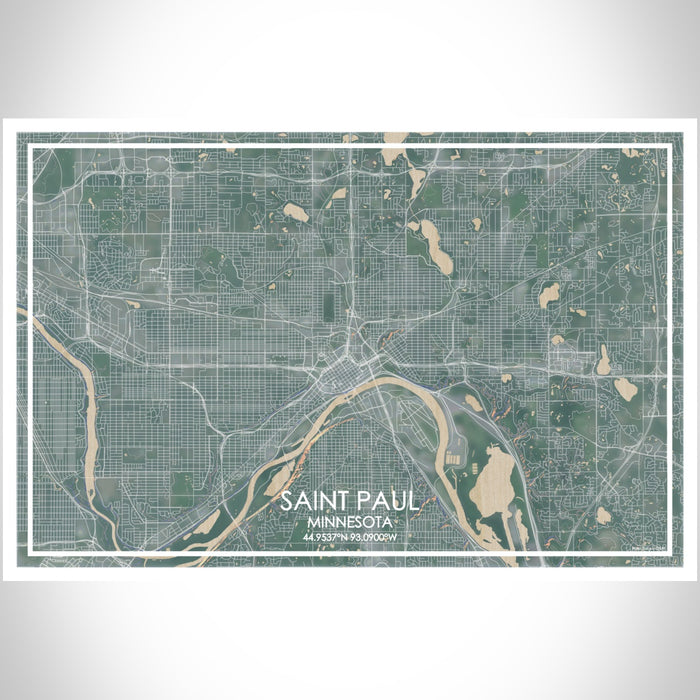 Saint Paul Minnesota Map Print Landscape Orientation in Afternoon Style With Shaded Background