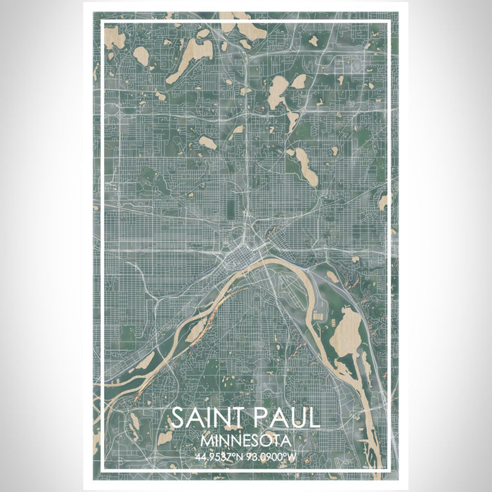 Saint Paul Minnesota Map Print Portrait Orientation in Afternoon Style With Shaded Background