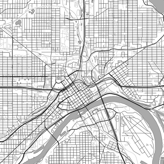 Saint Paul Minnesota Map Print in Classic Style Zoomed In Close Up Showing Details