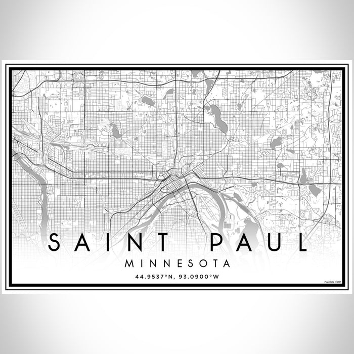 Saint Paul Minnesota Map Print Landscape Orientation in Classic Style With Shaded Background