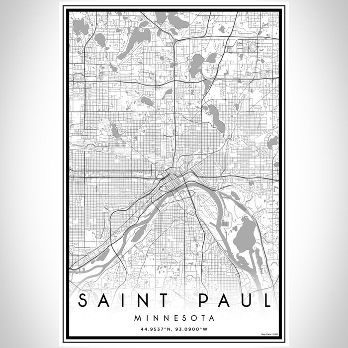 Saint Paul Minnesota Map Print Portrait Orientation in Classic Style With Shaded Background