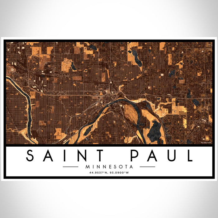 Saint Paul Minnesota Map Print Landscape Orientation in Ember Style With Shaded Background