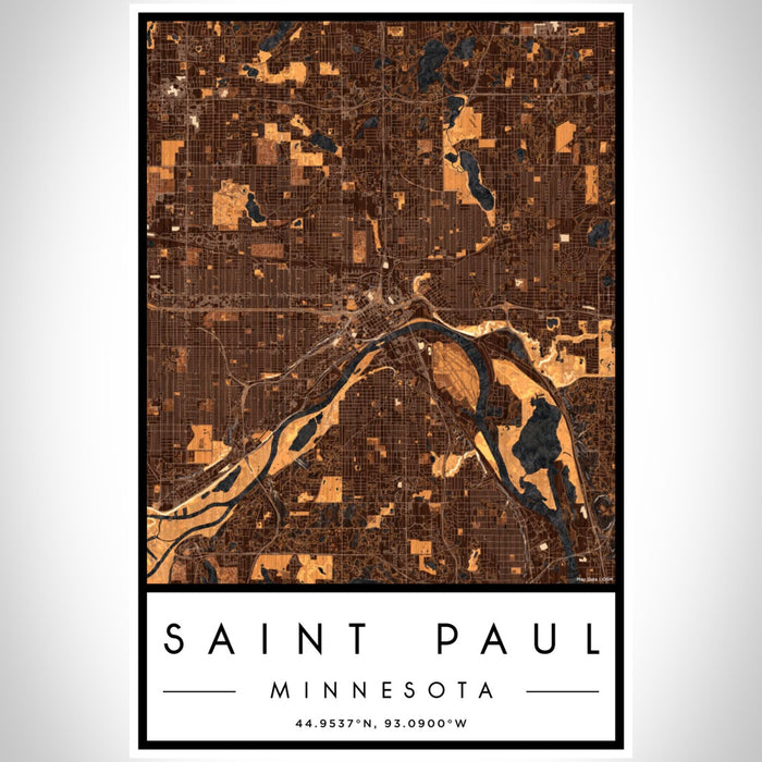 Saint Paul Minnesota Map Print Portrait Orientation in Ember Style With Shaded Background