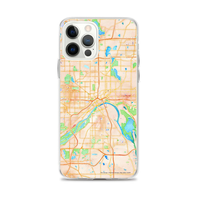 Custom Saint Paul Minnesota Map iPhone 12 Pro Max Phone Case in Watercolor
