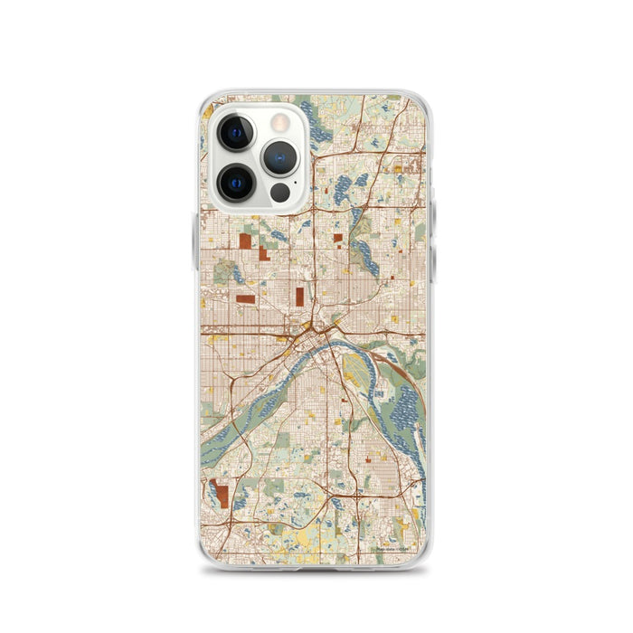 Custom Saint Paul Minnesota Map iPhone 12 Pro Phone Case in Woodblock