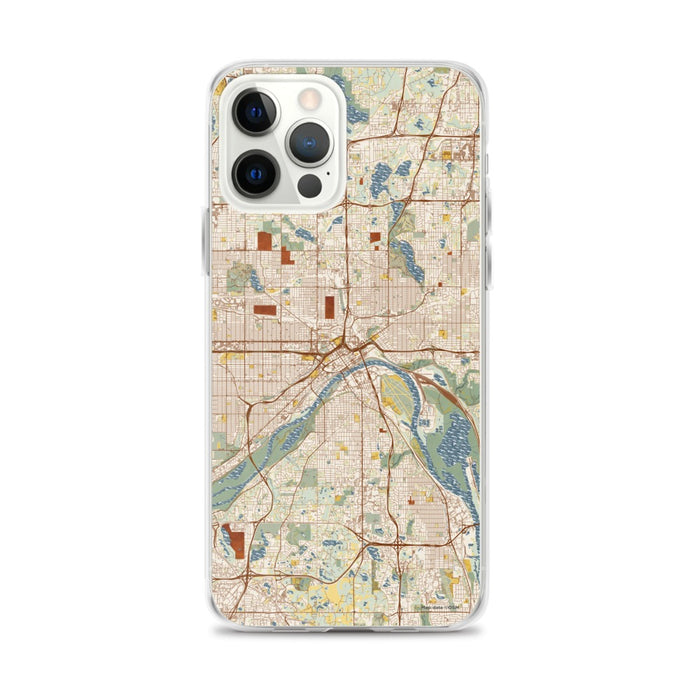 Custom Saint Paul Minnesota Map iPhone 12 Pro Max Phone Case in Woodblock