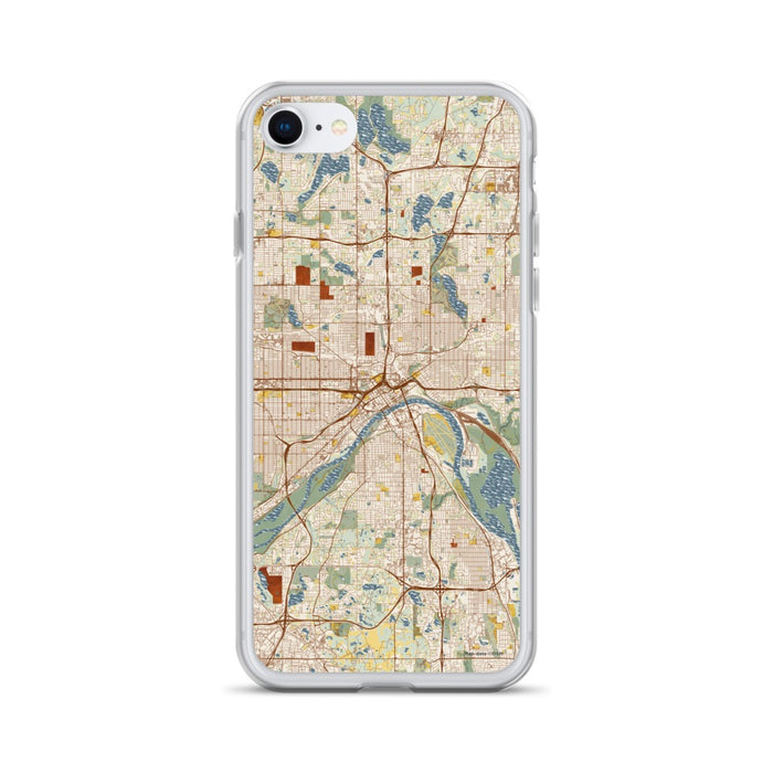 Custom Saint Paul Minnesota Map iPhone SE Phone Case in Woodblock