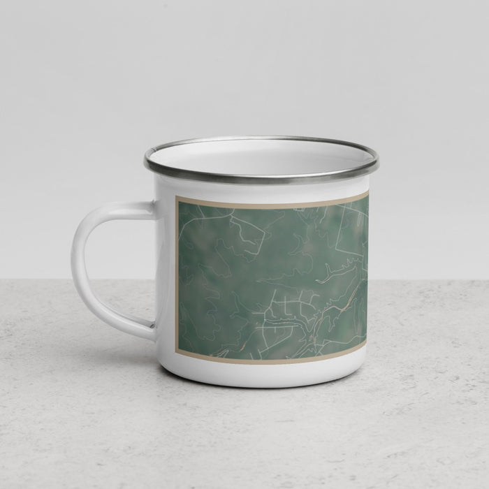 Left View Custom Salado Texas Map Enamel Mug in Afternoon