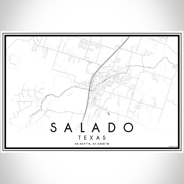 Salado Texas Map Print Landscape Orientation in Classic Style With Shaded Background