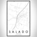 Salado Texas Map Print Portrait Orientation in Classic Style With Shaded Background