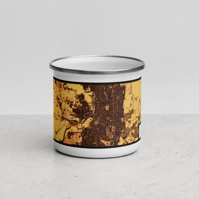 Front View Custom Salem Oregon Map Enamel Mug in Ember