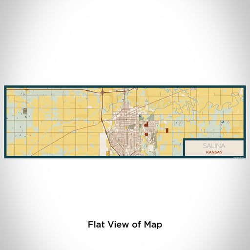 Flat View of Map Custom Salina Kansas Map Enamel Mug in Woodblock