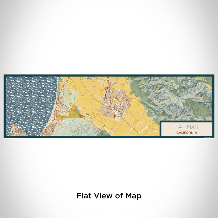 Flat View of Map Custom Salinas California Map Enamel Mug in Woodblock