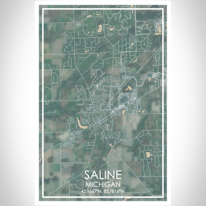 Saline Michigan Map Print Portrait Orientation in Afternoon Style With Shaded Background