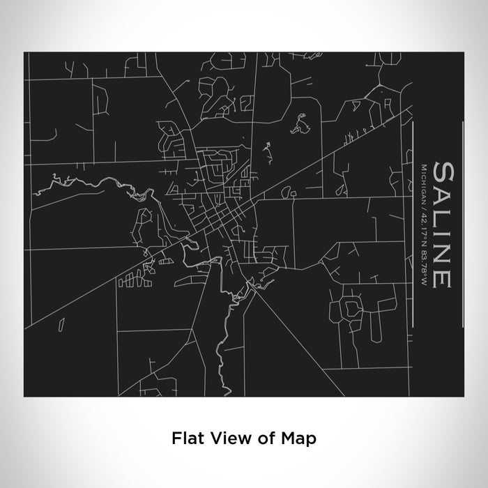Rendered View of Saline Michigan Map Engraving on 20oz Stainless Steel Insulated Bottle with Bamboo Top in Black