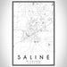 Saline Michigan Map Print Portrait Orientation in Classic Style With Shaded Background