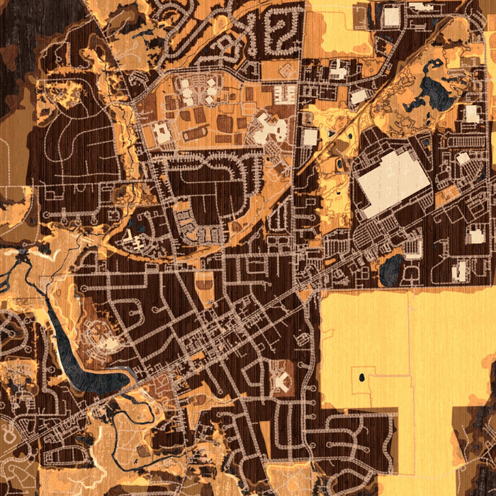 Saline Michigan Map Print in Ember Style Zoomed In Close Up Showing Details