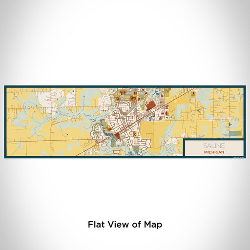 Flat View of Map Custom Saline Michigan Map Enamel Mug in Woodblock