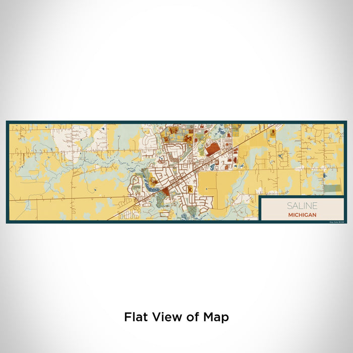 Flat View of Map Custom Saline Michigan Map Enamel Mug in Woodblock