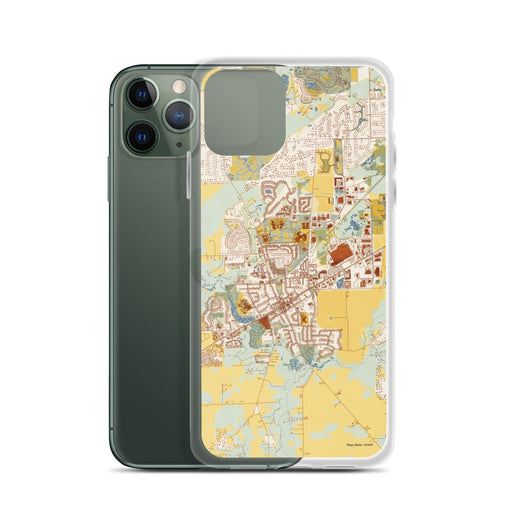 Custom Saline Michigan Map Phone Case in Woodblock