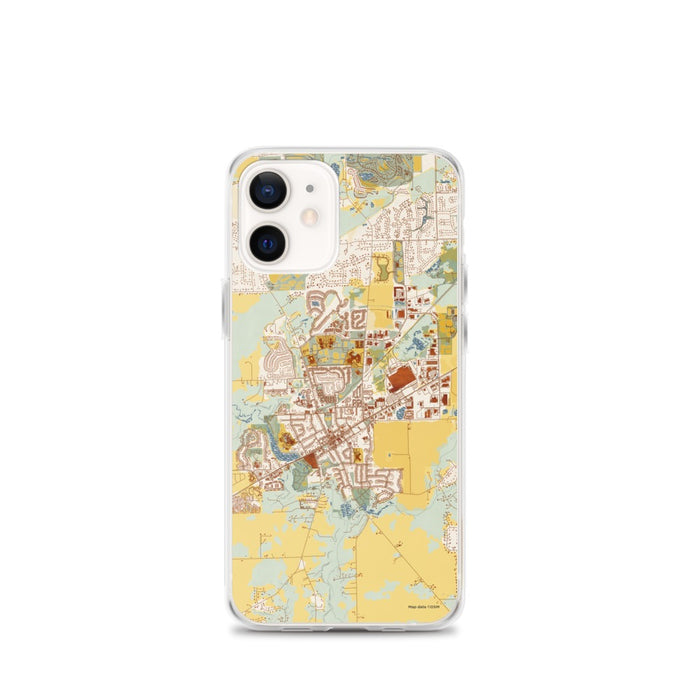 Custom iPhone 12 mini Saline Michigan Map Phone Case in Woodblock