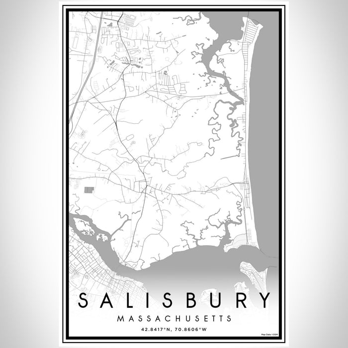 Salisbury Massachusetts Map Print Portrait Orientation in Classic Style With Shaded Background