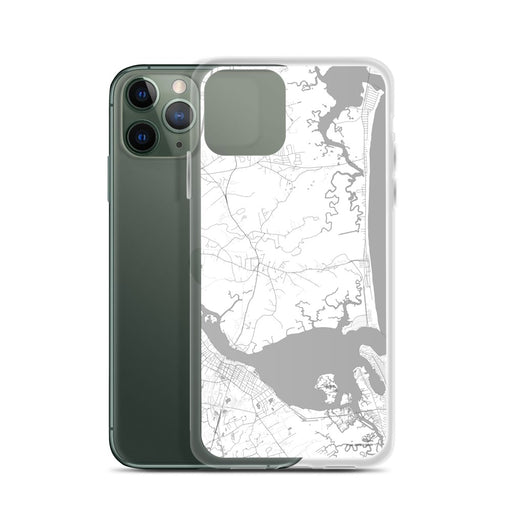 Custom Salisbury Massachusetts Map Phone Case in Classic on Table with Laptop and Plant