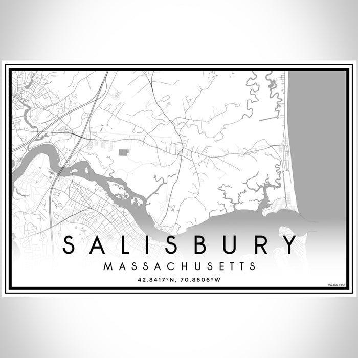 Salisbury Massachusetts Map Print Landscape Orientation in Classic Style With Shaded Background
