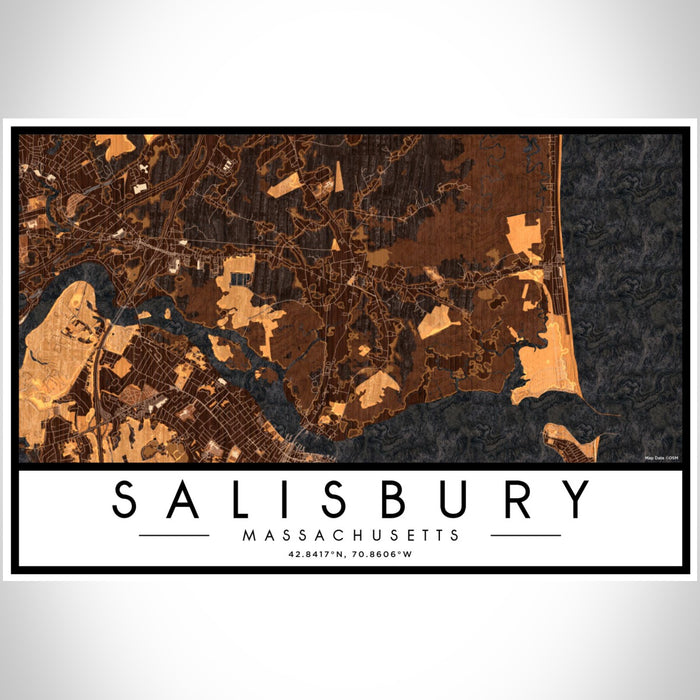 Salisbury Massachusetts Map Print Landscape Orientation in Ember Style With Shaded Background