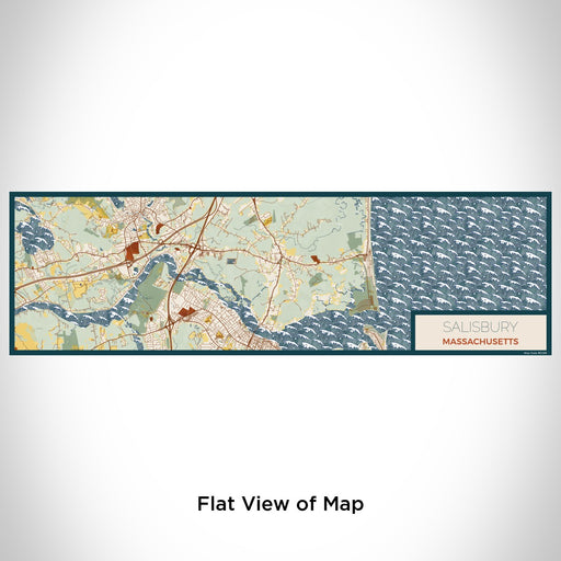 Flat View of Map Custom Salisbury Massachusetts Map Enamel Mug in Woodblock