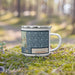 Right View Custom Salisbury Massachusetts Map Enamel Mug in Woodblock on Grass With Trees in Background