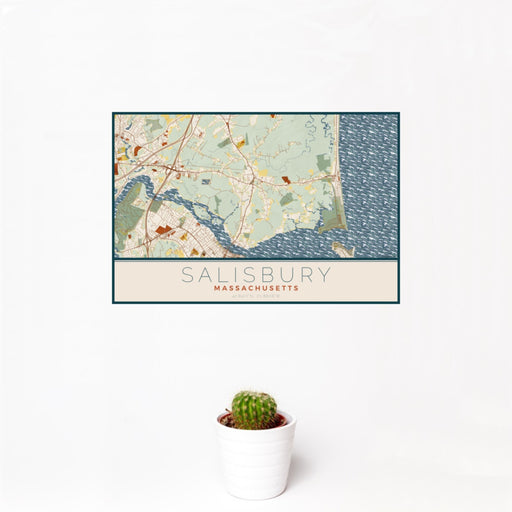 Salisbury - Massachusetts Map Print in Woodblock