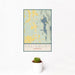 12x18 Salisbury Vermont Map Print Portrait Orientation in Woodblock Style With Small Cactus Plant in White Planter