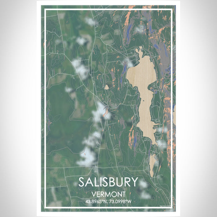 Salisbury Vermont Map Print Portrait Orientation in Afternoon Style With Shaded Background
